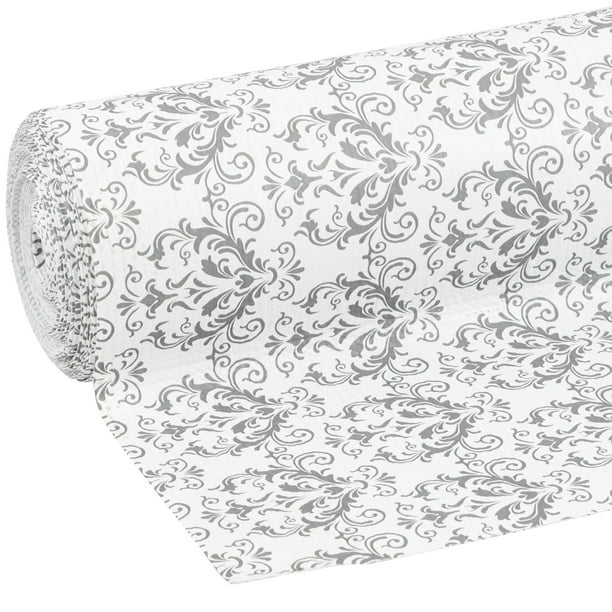 EasyLiner Smooth Top Shelf Liner, Grey Damask, 12 in. x 30 ft. Roll