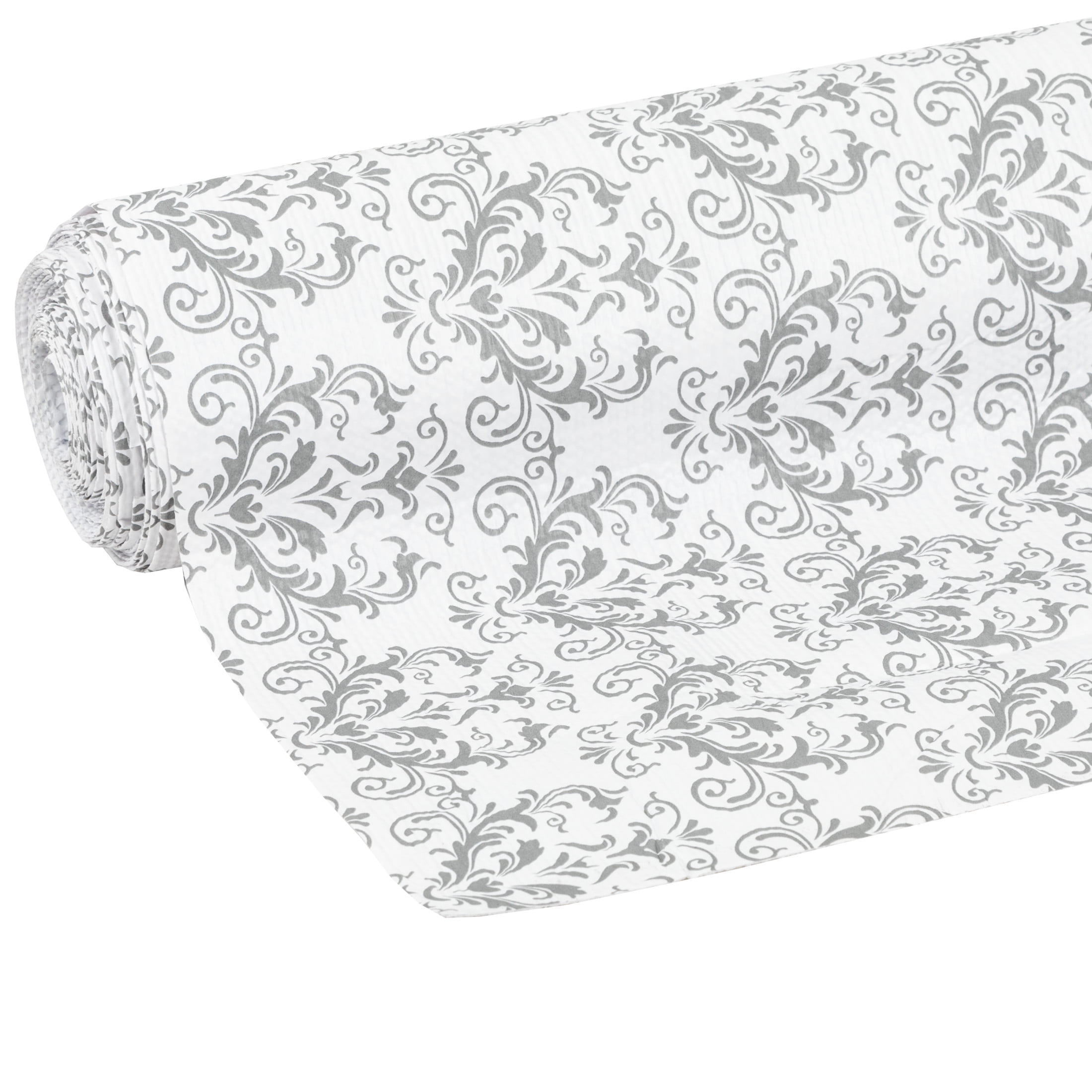 Gray Damask PVC Smooth Top Shelf Liner, 20 in. x 18 ft.