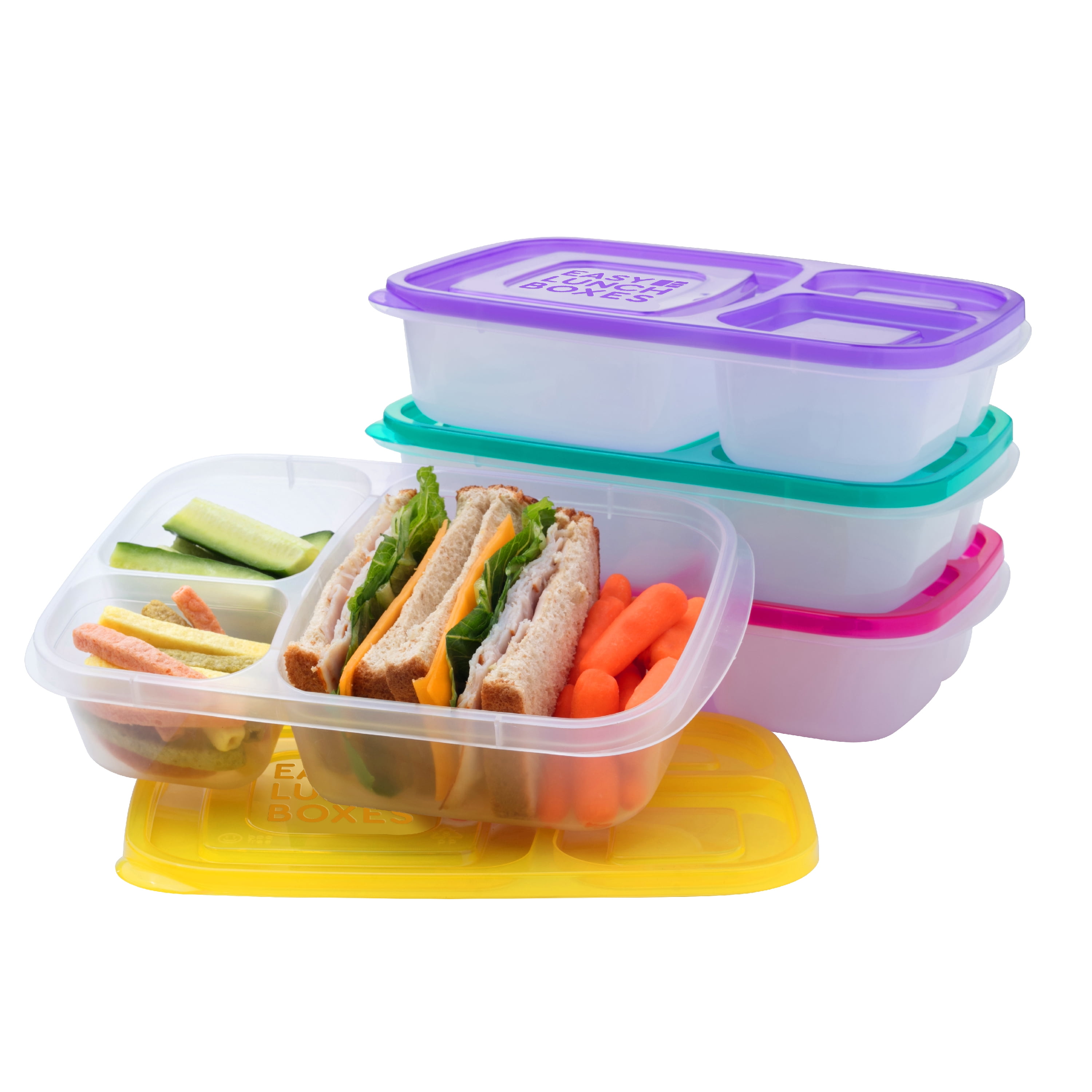 Okllen 3 Pack Bento Lunch Boxes with Spoon and 4 Compartment, Plastic Meal  Prep Containers with Lids…See more Okllen 3 Pack Bento Lunch Boxes with