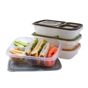 EasyLunchboxes - Original Stackable Lunch Boxes - Reusable 3-Compartment Food Containers for Kids and Adults - Bento Lunch Box for Meal Prep, School, & Work - B