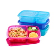 EasyLunchboxes - Original Stackable Lunch Boxes - Reusable 3-Compartment Food Containers for Kids and Adults - Bento Lunch Box for Meal Prep, School, Work - BPA Free, Set of 4 Jewel Brights