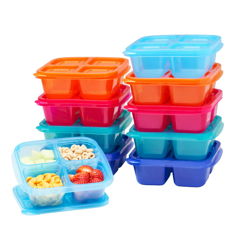 Easylunchboxes - Bento Snack Boxes - Reusable 4-Compartment Food Containers for School, Work and Travel, Set of 10, (Classic)