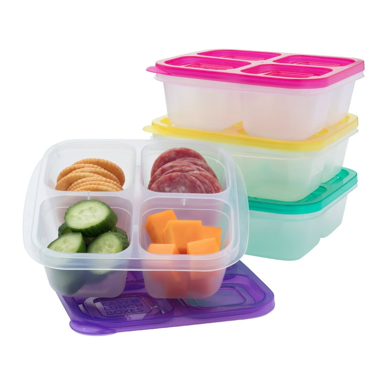 MaMix 4 Pack Snack Containers for Kids，4 Compartment Bento Snack Box，Snack  Containers for Adults/Toddlers/, Reusable Lunch Containers Meal Prep
