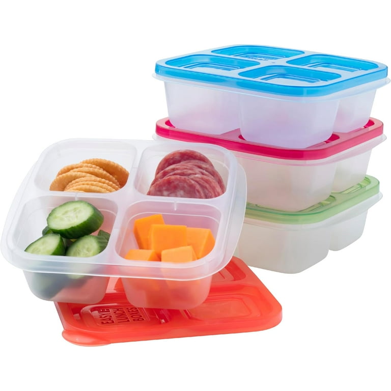 easylunchboxes - Bento Snack Boxes - Reusable 4-Compartment Food Containers for School Work and Travel Set of 4 Classic