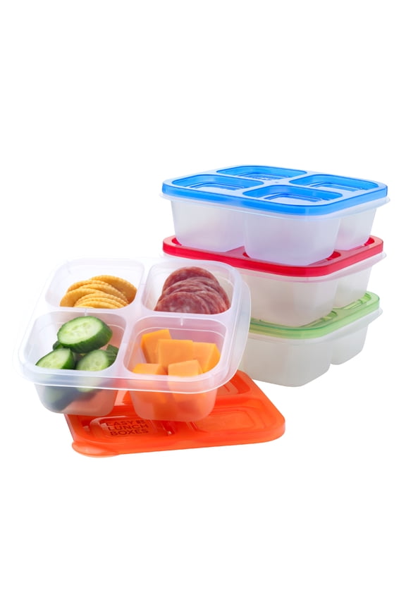 - Original Stackable Snack Boxes - Reusable 4-Compartment Bento Snack Containers for Kids and Adults, BPA-Free and Microwave Safe Food and Meal Prep Storage, Set of 4 (Classic)