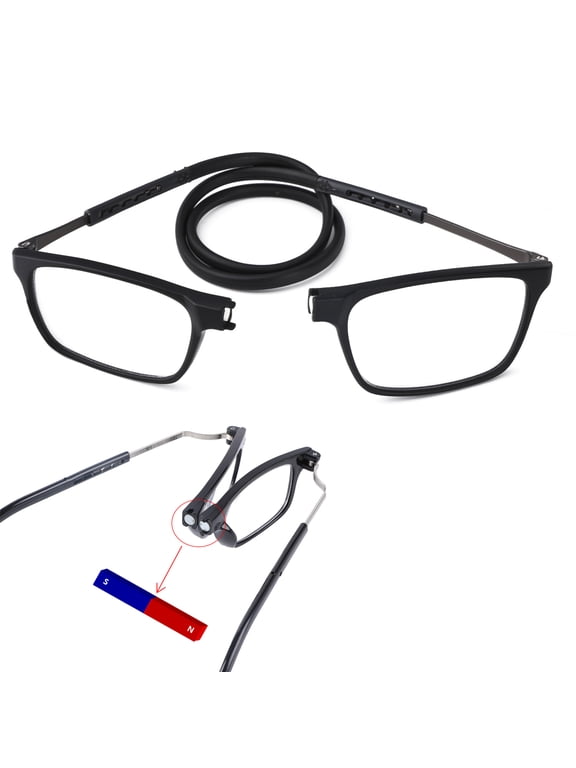 Magnetic Reading Glasses for Men & Women,Flexible Blue Light Blocking Presbyopia Glasses,Neck Hanging Anti Blue Ray Readers for Eyestrain Relief