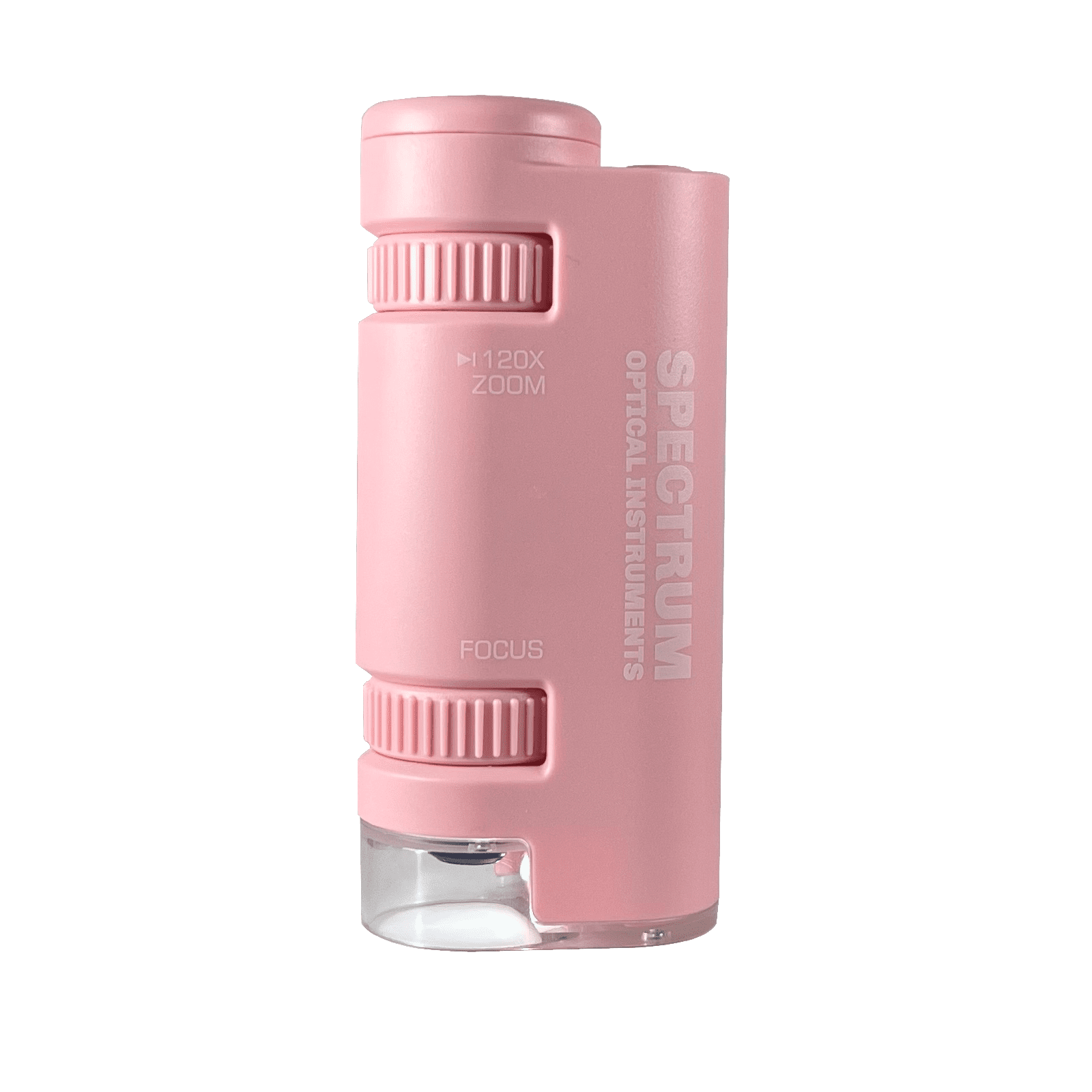 EasyMicro 60X-120X LED Lighted Zoom Microscope (Pink) with specimen slides (2X) and protective bag, Pink, Spectrum Optical Instruments