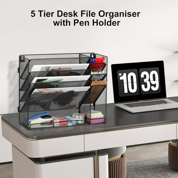 EasyPAG 2-in-1 Mesh Desk Organiser - Wall Mounted & Desktop File Holder, Multi-Purpose Storage for Office, Classroom, Art Room (16.464.7213in)