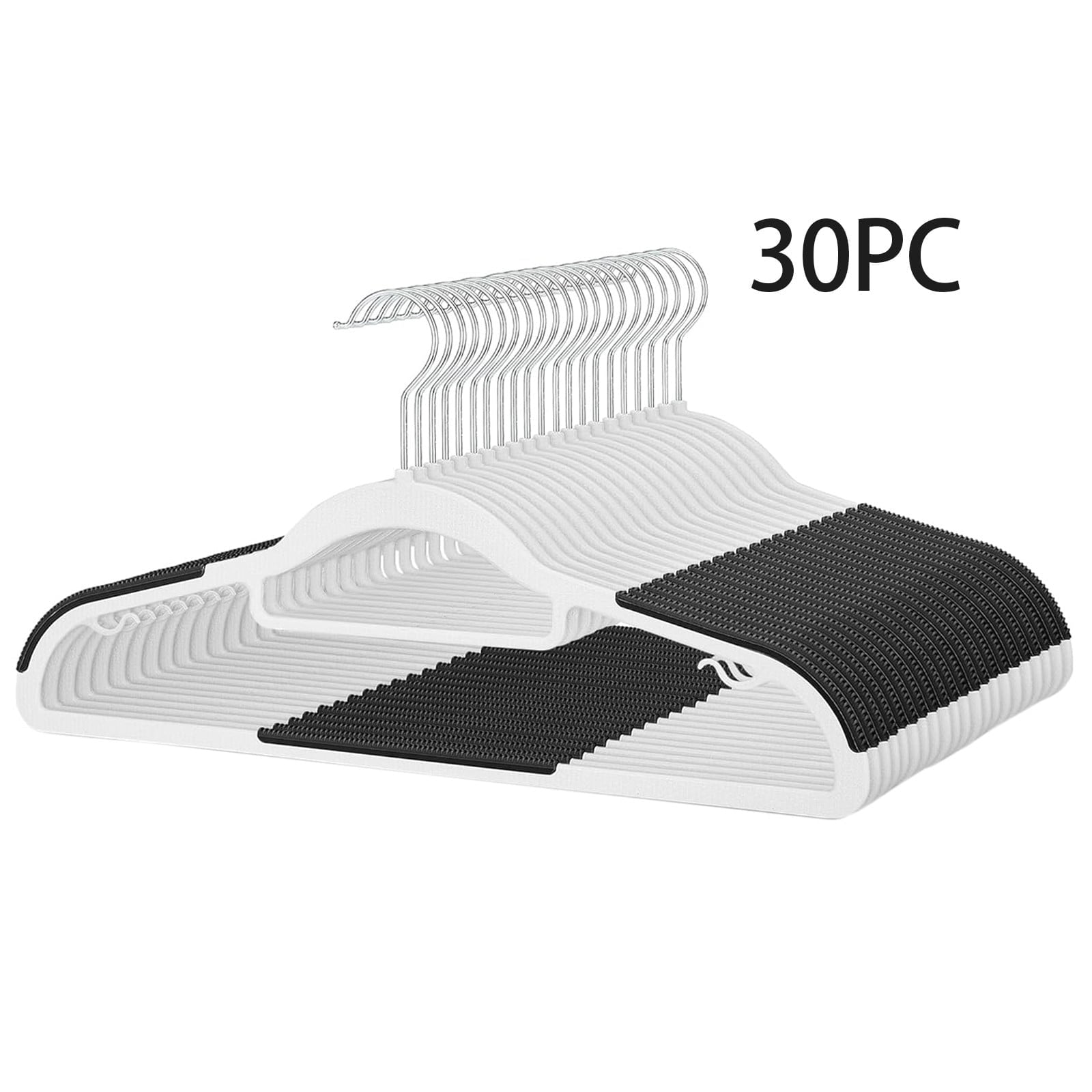 EasyPAG 30-Pack Premium Plastic Suit Clothes Hangers, Black