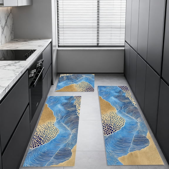 EasyPAG 3pcs Vintage Kitchen Themed - Style Non - Slip Kitchen Carpet Set | Machine Washable, Ideal for Kitchen | Rolled Edge, Linen Bottom Anti - Slip Design