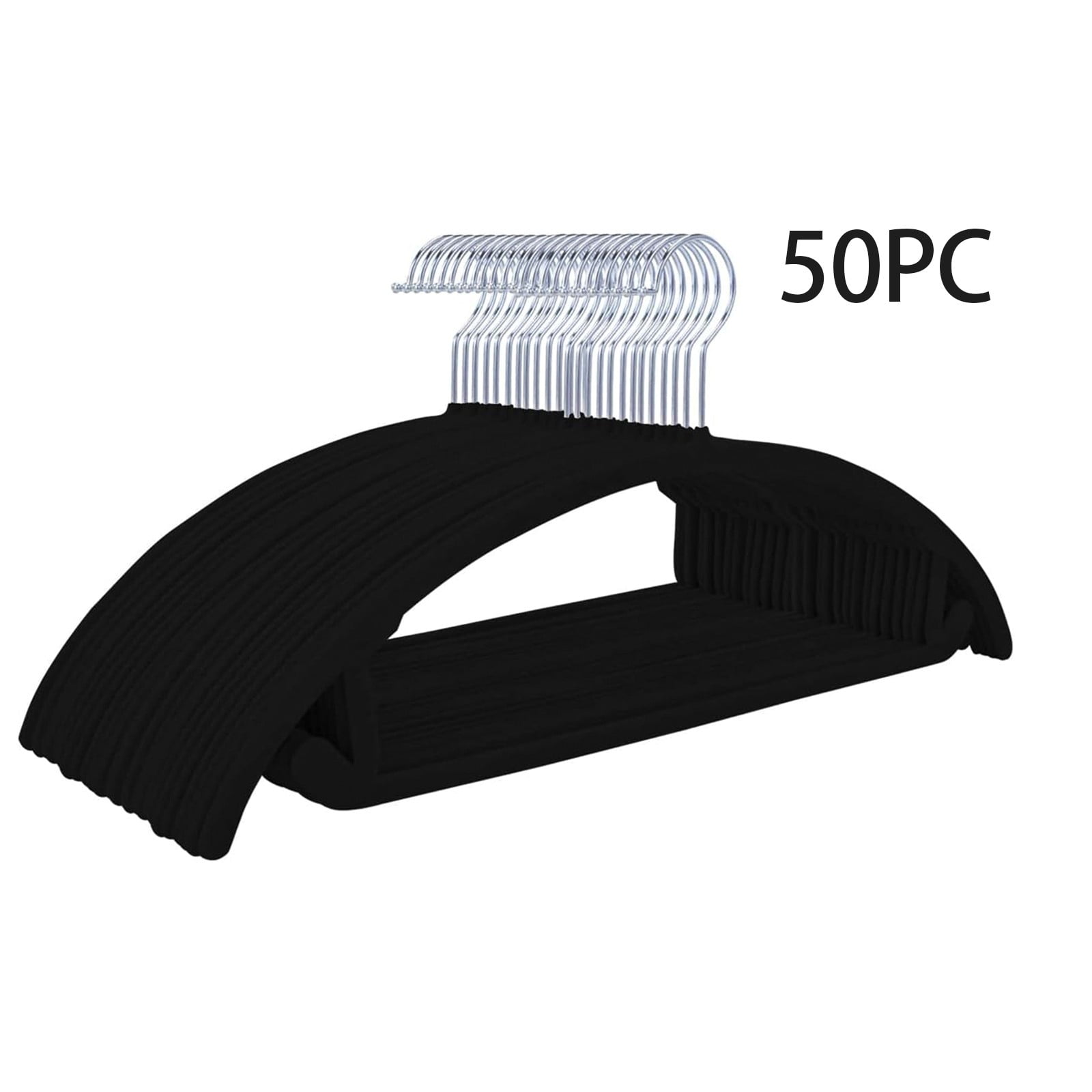 EasyPAG 50 Pack Velvet Hangers Non Slip Clothes Hangers Space Saving Black Hanger Heavy Duty Coat Hanger No Shoulder Bump Focked Hanger with 360° Swivel Hook for Closet