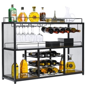 EasyPAG Bar Cart with Wine Rack and Glasses Holder Serving Cart on Wheels