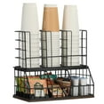 thumbnail image 1 of EasyPAG Coffee Station Organizer, Coffee Bar Accessories Station Organizer, 6 Compartment Condiment Rack for Breakroom, Office, Home, Black/Archaize, 1 of 6