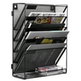 thumbnail image 1 of EasyPAG Mesh 5-Tier Hanging Wall Mount File Organizer Desk File Holder Vertical Mail Paper Folder Rack with Bottom Tray for Office Home, Black, 1 of 7