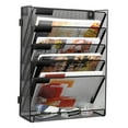 thumbnail image 1 of EasyPAG Mesh Office Organizer, 5 Tier Wall File Organizer, Assembly Wall Mounted File Holder, Desk Vertical Hanging Paper File Rack with White Label, Black, 1 of 7