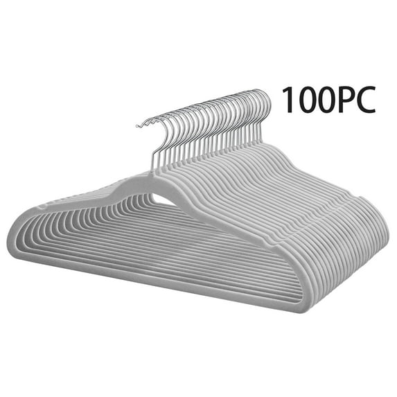 EasyPAG Velvet Hangers 100 Pack, Premium Clothes Hangers Non-Slip Felt Hangers, Sturdy Hangers Heavy Duty Coat Hangers, Durable Suit Hangers, Space Saving No Hanger Mark Rotating Hook, Grey