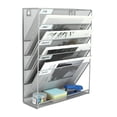 thumbnail image 1 of EasyPAG Wall File Holder 5 Tier Vertical Hanging File Organizer Wall Mount Paper Folder Rack with Bottom Flat Tray for Office and Home,Silver, 1 of 5