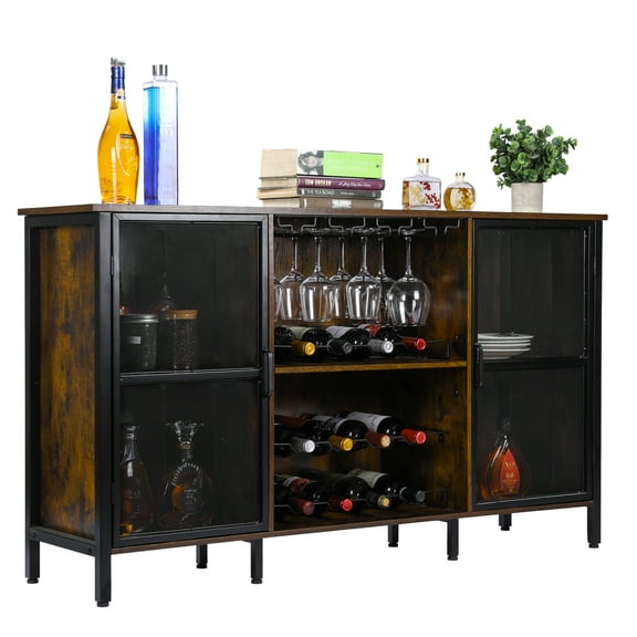 EasyPAG Wine Rack Storage Cabinet Liquor Cabinet with Kitchen Buffet Cabinet for Liquor and Coffee