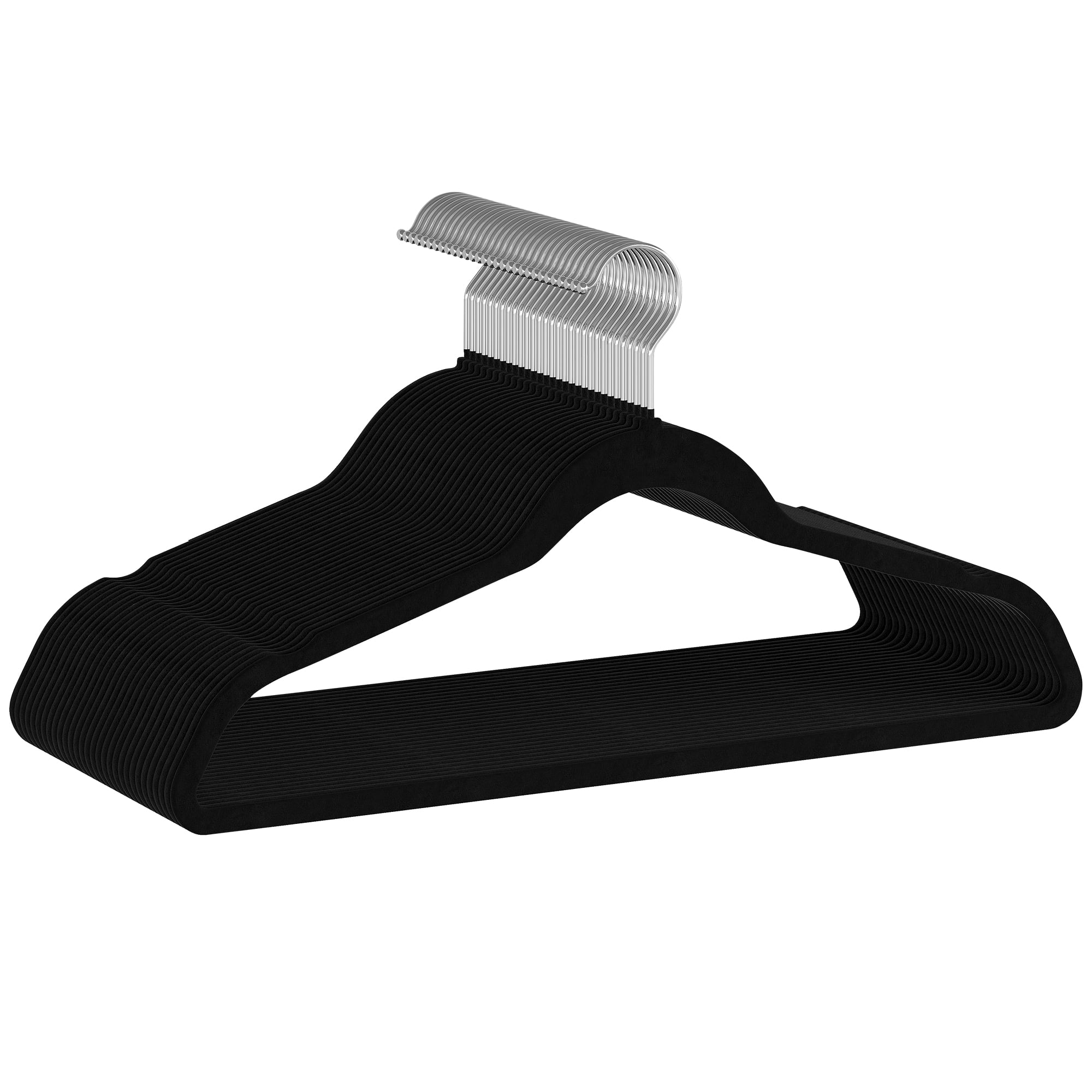 EasyPag Velvet Hangers 60 Pack Heavy Duty Black Hangers for Coats, Pants & Dress Clothes - Non Slip Clothes Hanger Set - Space Saving Felt Hangers for Clothing