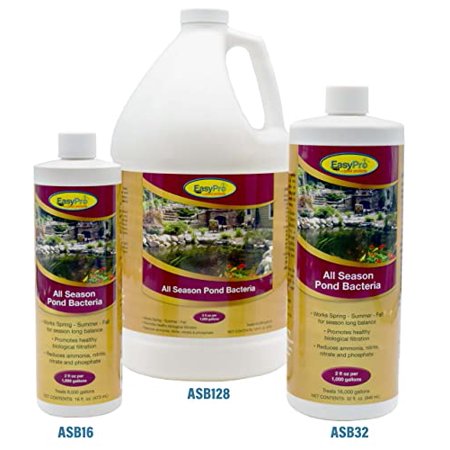 EasyPro ASB128 All Season Liquid Bacteria Contains a Proven Blend of Natural & Safe Beneficial Bacteria for Water Gardens and Koi Ponds | Naturally Promotes a Healthy Ecologically Balanced Ecosystem