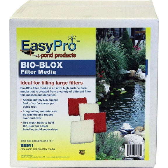 EasyPro BBM1 Bio-Blox Filter Media Polyester Material for Large Volume Filtration | 1 Cubic Foot Box | 500 Square Feet of Surface Area per Cubic Foot