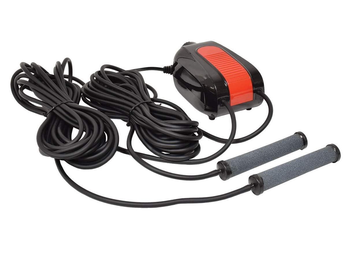 Dual Outlet Black and Red Compact Pond Aeration Kit