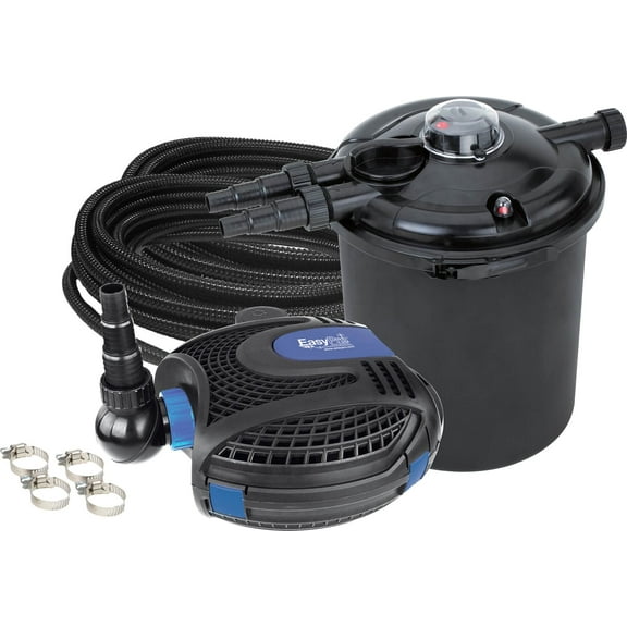 EasyPro ECK26U Eco-Clear Complete Pond Filtration System | Contains EC2600U Filter | EPS2500 Eco-Clear Submersible Pump | 25 feet of 1 1/4? kink-free tubing | 4 clamps | For ponds up to 2600 Gallons