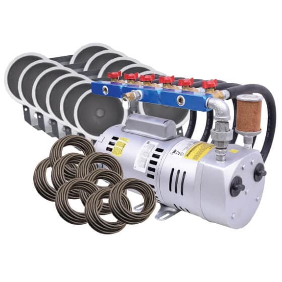 EasyPro PA100W Rotary Vane Pond Aeration System / 1 hp Kit with 6 QS2 Dual Diffusers / 800' Quick Sink Tubing / 115 Volts