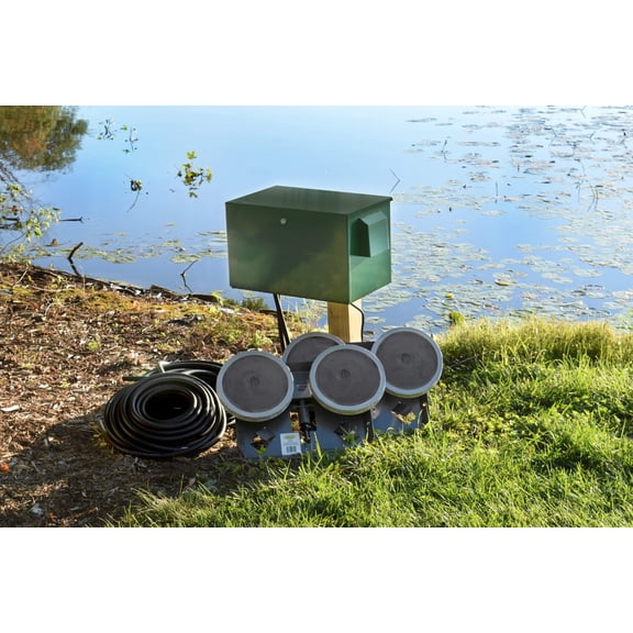 EasyPro PA65DP Sentinel Deluxe Pond Aeration System/Complete PA65W System with Post Mounted Cabinet / 1/2 hp Kit with 2 QS2 Dual Diffusers / 200' Quick Sink Tubing / 115 Volts