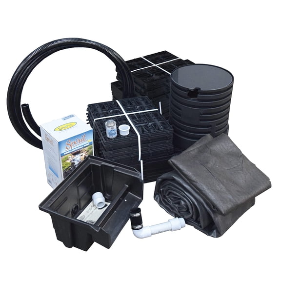 EasyPro Pond Products JAF10E Mini Just-A-Falls Kit - 12 Wide Waterfall and 7 Stream Kit - 1850 GPH Pump - 45 mil EPDM Liner - Four Reservoir Res-Cubes