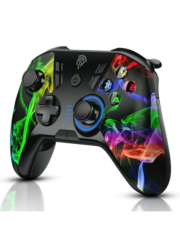 EasySMX 9110 Wireless Gamepad PC Gaming Controller for PC/PS3/Android Smart TV/TV Box, with 4 Programmable Buttons, Dual Vibration Joystick, Support USB/Cable Connection, Colorful