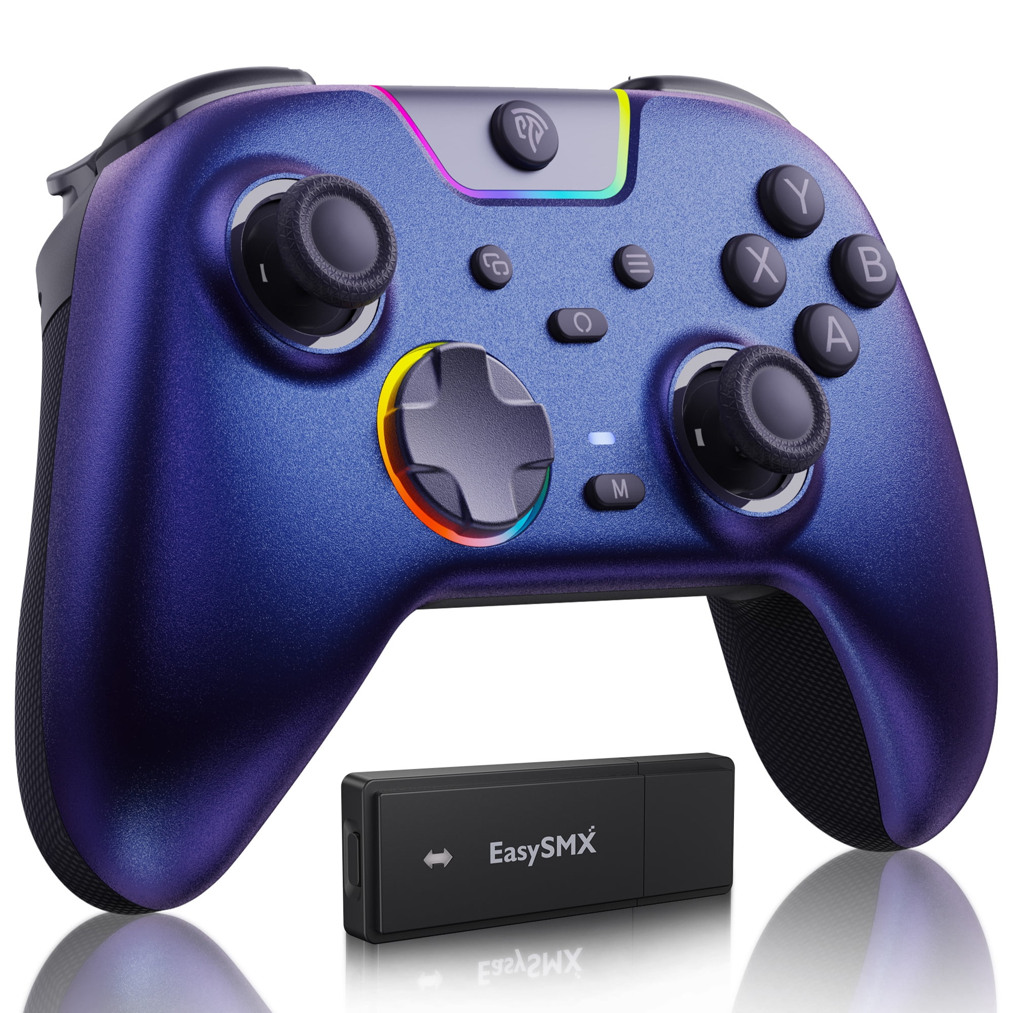EasySMX PC Controller with Noise-canceling Buttons/Dual-Stage Hall Triggers/8 Way D-Pad/4 Vibration Motors, Wireless Gaming Controller for PC/iOS/Android/Switch/Switch 2/Steam
