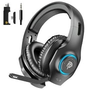 EasySMX V02W Wireless Gaming Headset for PS4/PS5/PC/Nintendo Switch/Xbox/Laptop/Phone Gamers, Bluetooth RGB Gaming Headphones with Noise Canceling Microphone, Black
