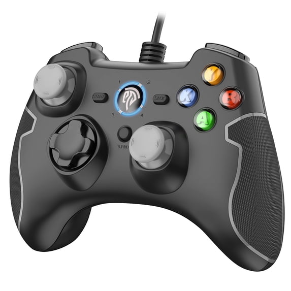 EasySMX Wired PC Steam Game Controller Gamepad Joysticks Dual Shock for Windows/ Android/ PS3/ TV Box/Tesla, ESM-9100,Black Gray