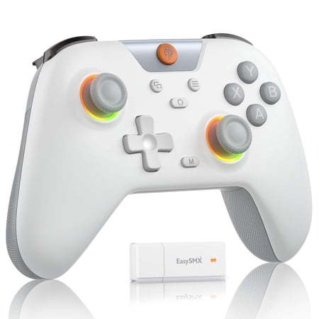 EasySMX Wireless Gaming Controller for PC/iOS/Android/Switch/Steam, with RGB Lighting, Hall Effect Triggers & Joysticks, Adjustable Vibration & Turbo