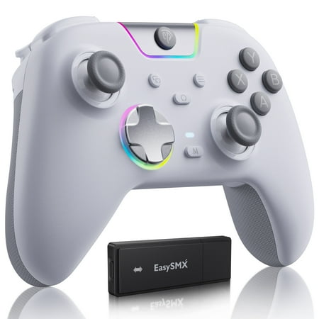 EasySMX Wireless PC Controller with Mute Buttons,Dual-Stage Vibration Triggers,8 Way D-Pad,Anti-drift Hall Joysticks, Multi-Platform Gaming Controller for PC/Switch/Switch 2/iOS/Android/Steam