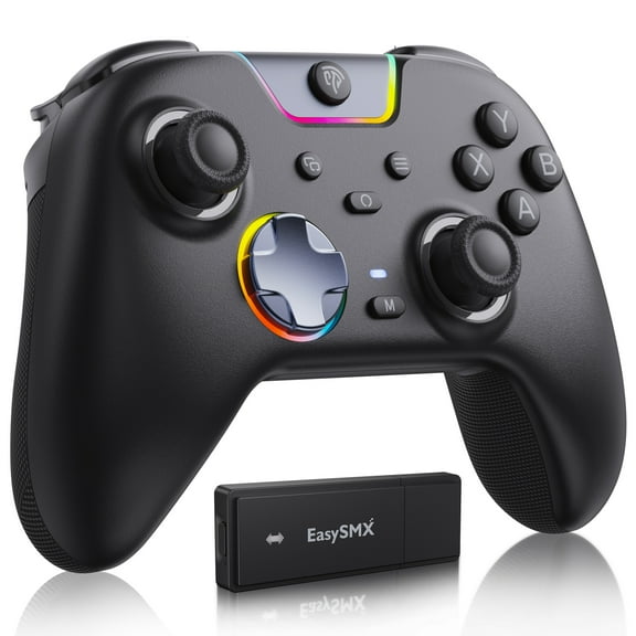 EasySMX Wireless PC Controller with Mute Buttons,Dual-Stage Vibration Triggers,Anti-drift Hall Joysticks,2 Programmable Buttons, RGB Gaming Controller for PC/iOS/Android/Switch/Switch 2/Steam
