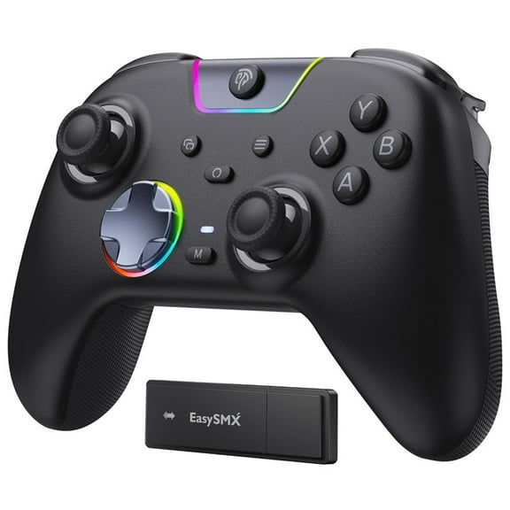 EasySMX X05 Pro Ultra Quiet Wireless Controller for PC/Switch/Android/iOS/Tesla, Hall Effect No Drift, 1000Hz, Dual Mode Triggers, Ergonomic Skin Grip, RGBin Grip