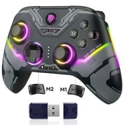 EasySMX X15 Wireless Game Controller, Bluetooth PC Cotroller Compatible with PC Windows, Android/iOS Phone, Switch, Steam, with Hall Joystick Trigger, RGB Lighting Effect, Black