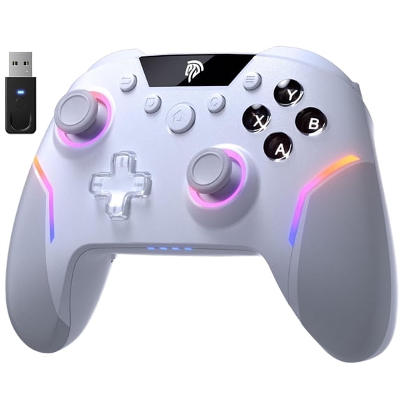 EasySMX X20 Wireless RGB Gaming Controller, 1000Hz Polling Rate, Removable Hall Effect Sticks, 4 Macro Back Buttons, 6-Axis Gyro, Trigger Lock, 1000mAh - for PC/Switch/Steam/Android (Not Xbox)