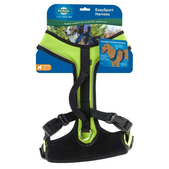PetSafe EasySport Dog Harness, Adjustable, Padded with Handle, Reflective, Medium, Green