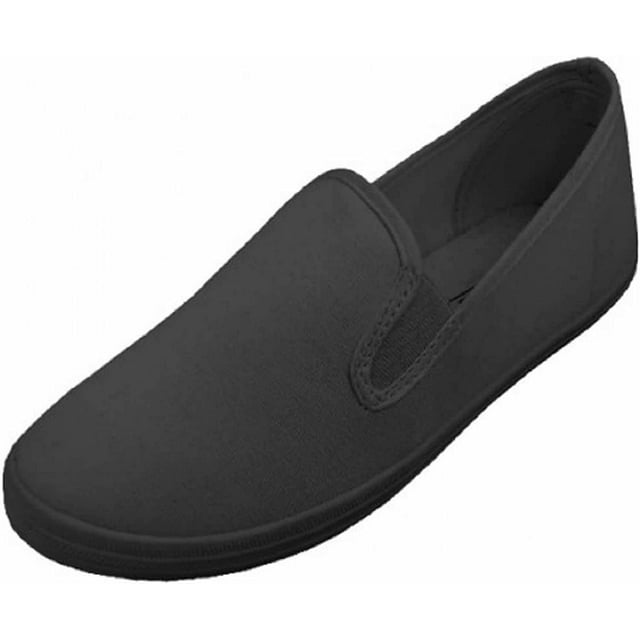 Easysteps Womens Canvas Slip On Shoes With Padded Insole 308l Black Decks 9 3756