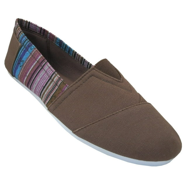 EasySteps Women's Canvas Slip-On Shoes with Padded Insole 308L Brown 7