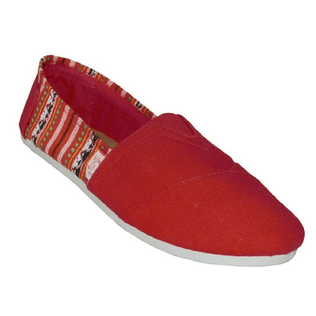 EasySteps Women's Canvas Slip-On Shoes with Padded Insole 308L Red 5