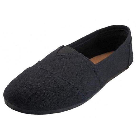 EasySteps Women's Canvas Slip-On Shoes with Padded Insole, All Black, 10 B(M) US