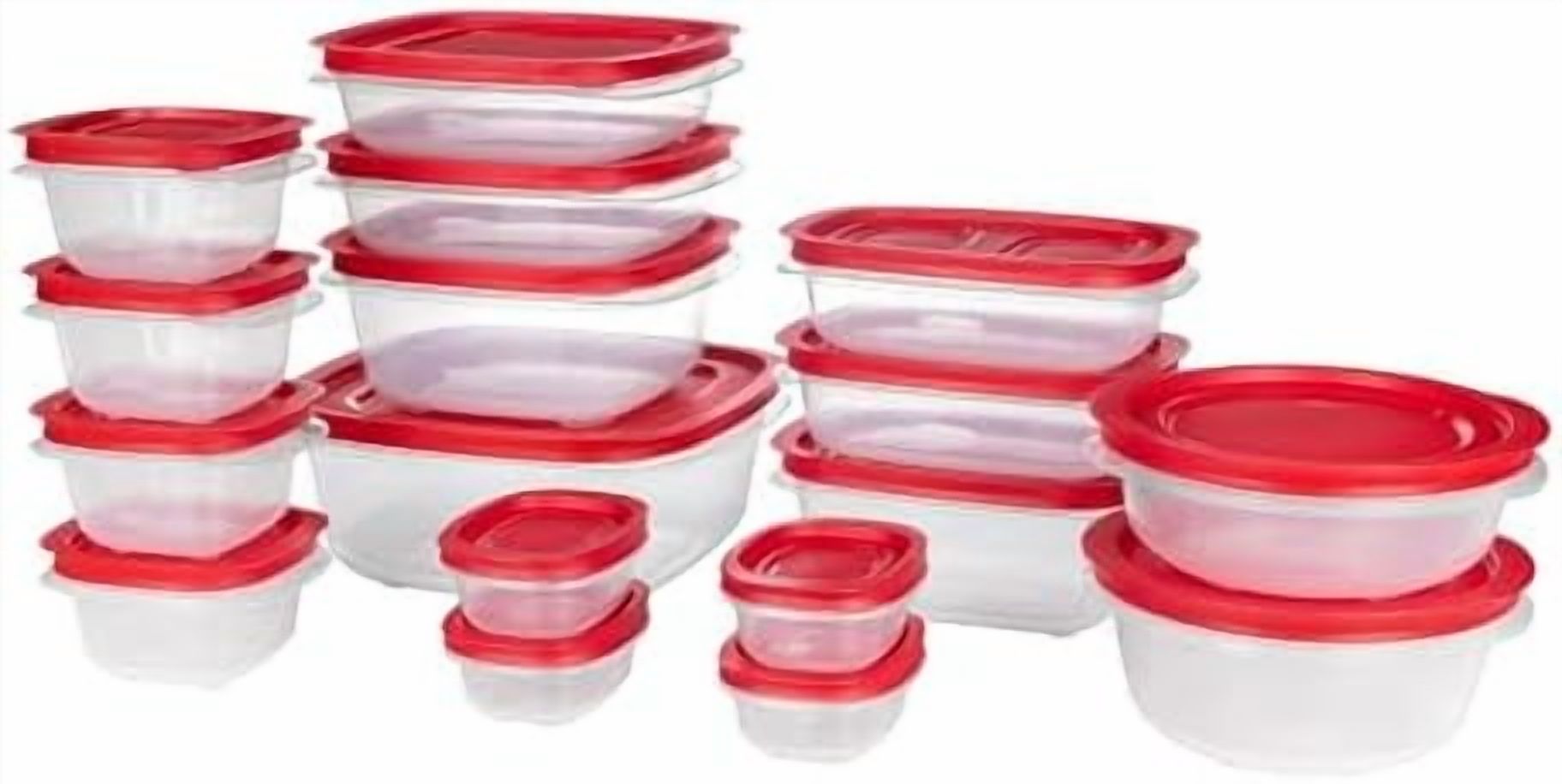 Round Container For Kitchen EasyStore Rectangle, Square, and Round Containers, 34-Piece Set, Food ...