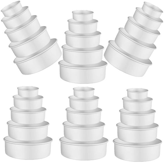 EasySweetz Round Cake Pan - 5 Pcs Set - Anodized Aluminum Cake Pan Set 2” Deep (4”, 6”, 8”, 10” 12” x 2”)