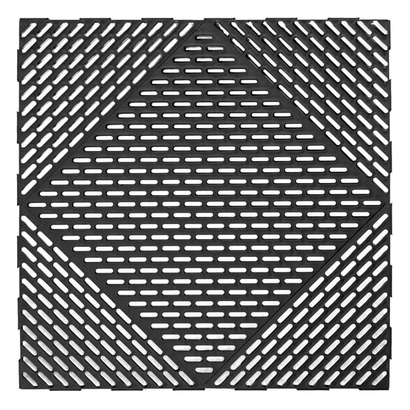 EasyTile 12 Pack Interlocking Garage & Patio Flooring w/ Drainage, 18x18 Inches, Black