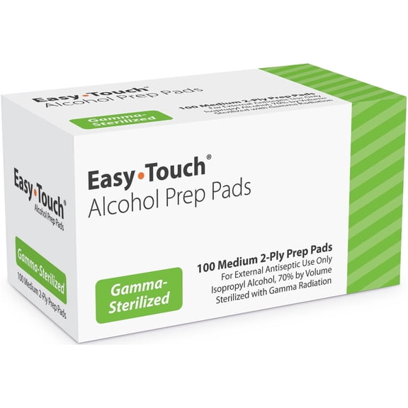 EasyTouch 2-Ply Alcohol Sterilized Pads, Medium, 100 Count