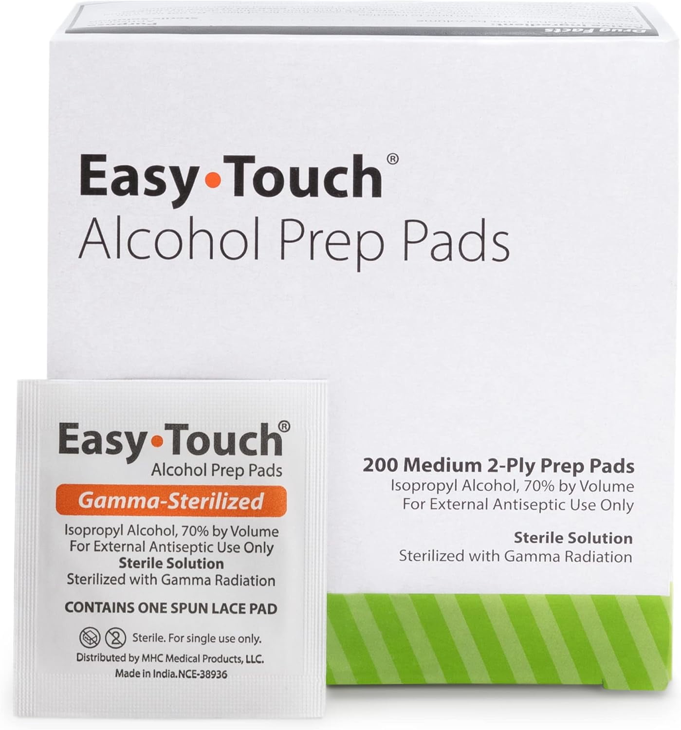 EasyTouch Alcohol Prep Pads - Gamma-Sterilized - (200 per Box)